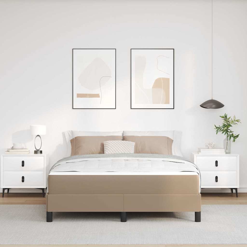 vidaXL Pat cu saltea Cappuccino 140 x 200 cm Piele artificială vidaXL Pat cu saltea Cappuccino 140 x 200 cm Piele artificială