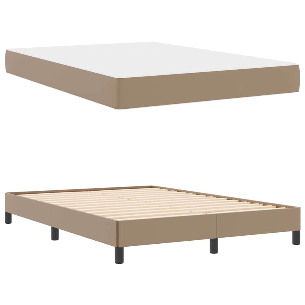 vidaXL Pat cu saltea Cappuccino 140 x 200 cm Piele artificială vidaXL Pat cu saltea Cappuccino 140 x 200 cm Piele artificială