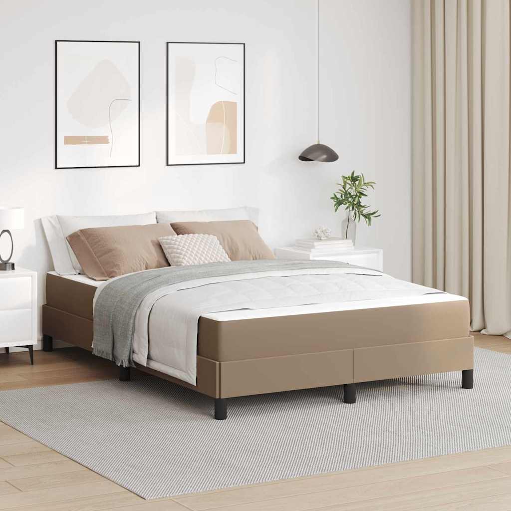 vidaXL Pat cu saltea Cappuccino 140 x 200 cm Piele artificială vidaXL Pat cu saltea Cappuccino 140 x 200 cm Piele artificială