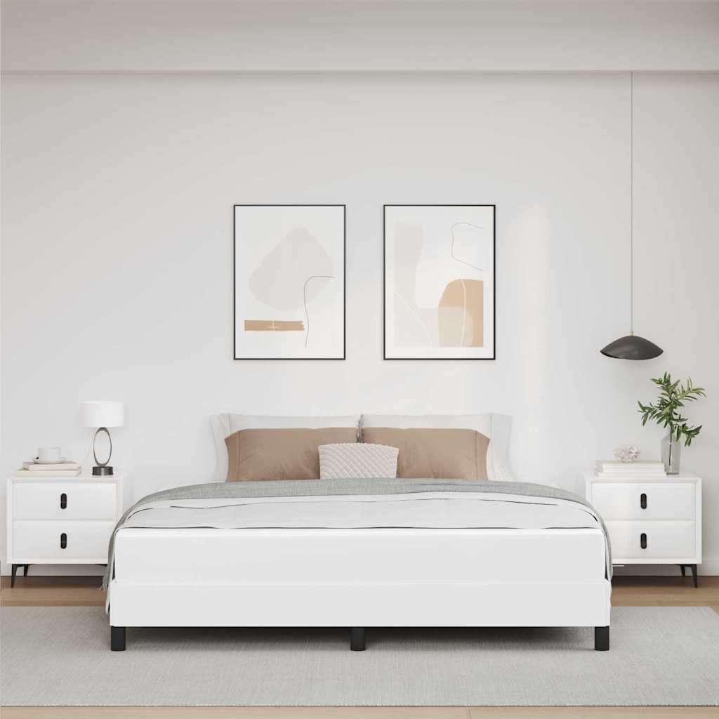 vidaXL Pat cu saltea Alb pur 180 x 200 cm Piele artificială vidaXL Pat cu saltea Alb pur 180 x 200 cm Piele artificială