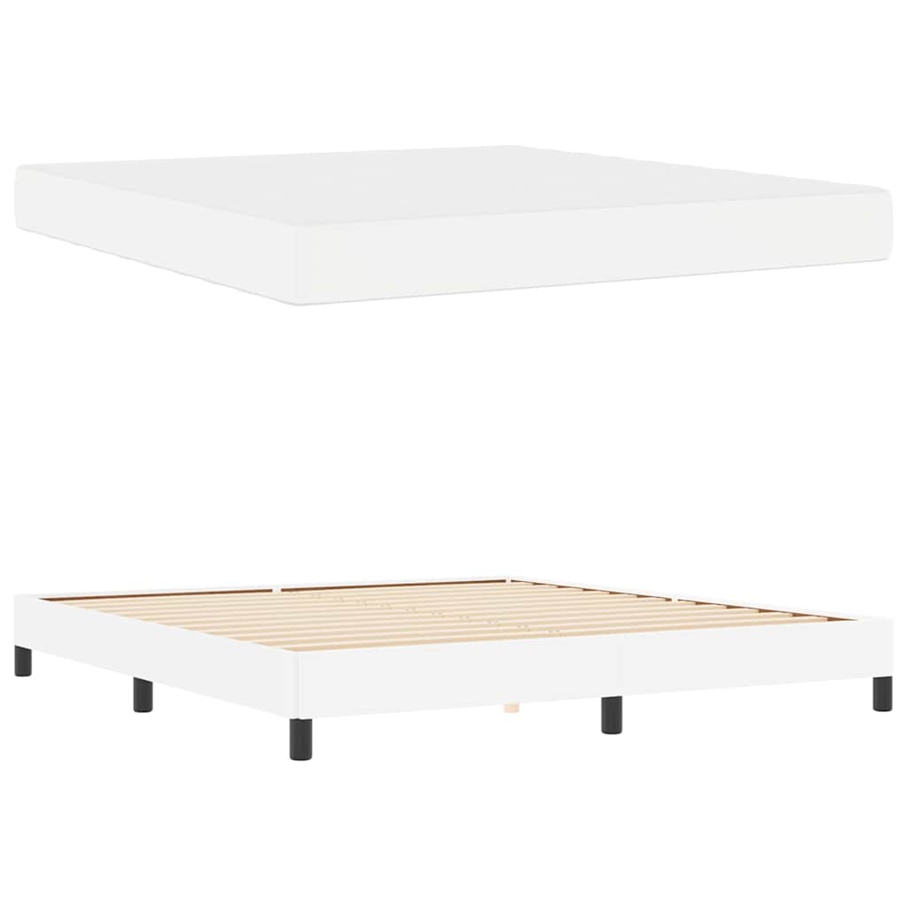 vidaXL Pat cu saltea Alb pur 180 x 200 cm Piele artificială vidaXL Pat cu saltea Alb pur 180 x 200 cm Piele artificială