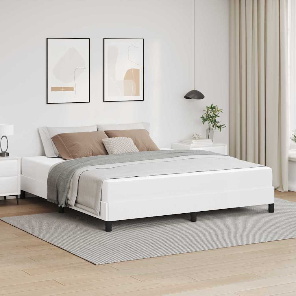 vidaXL Pat cu saltea Alb pur 180 x 200 cm Piele artificială vidaXL Pat cu saltea Alb pur 180 x 200 cm Piele artificială