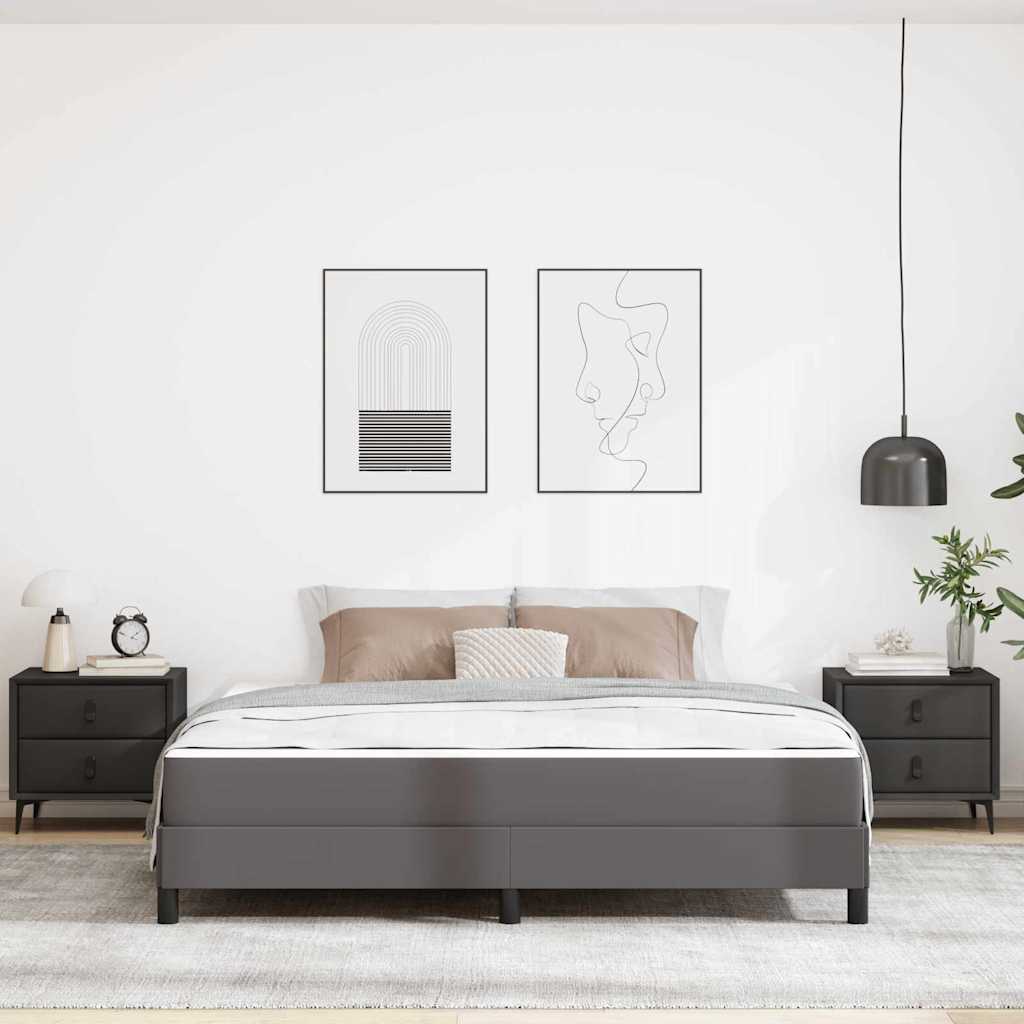 vidaXL Pat cu saltea Gri 180 x 200 cm Piele artificială vidaXL Pat cu saltea Gri 180 x 200 cm Piele artificială