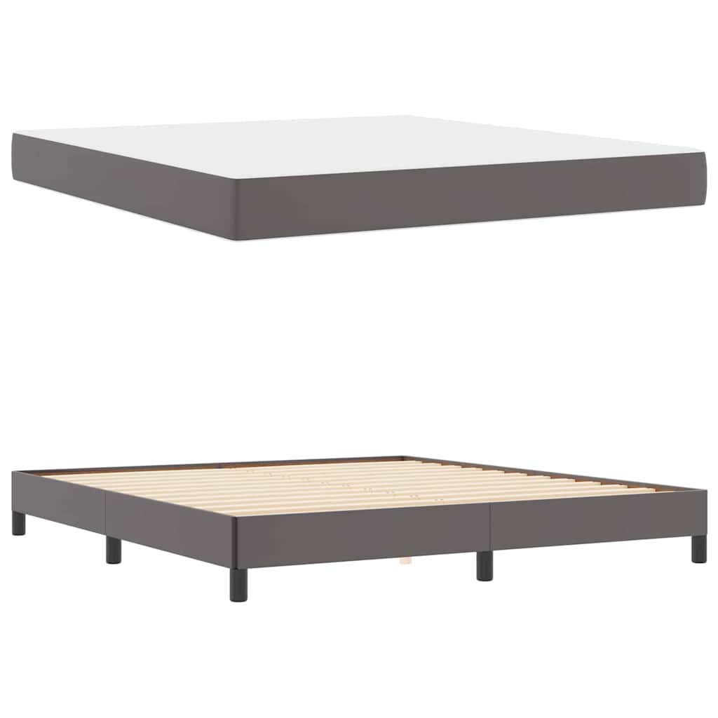 vidaXL Pat cu saltea Gri 180 x 200 cm Piele artificială vidaXL Pat cu saltea Gri 180 x 200 cm Piele artificială