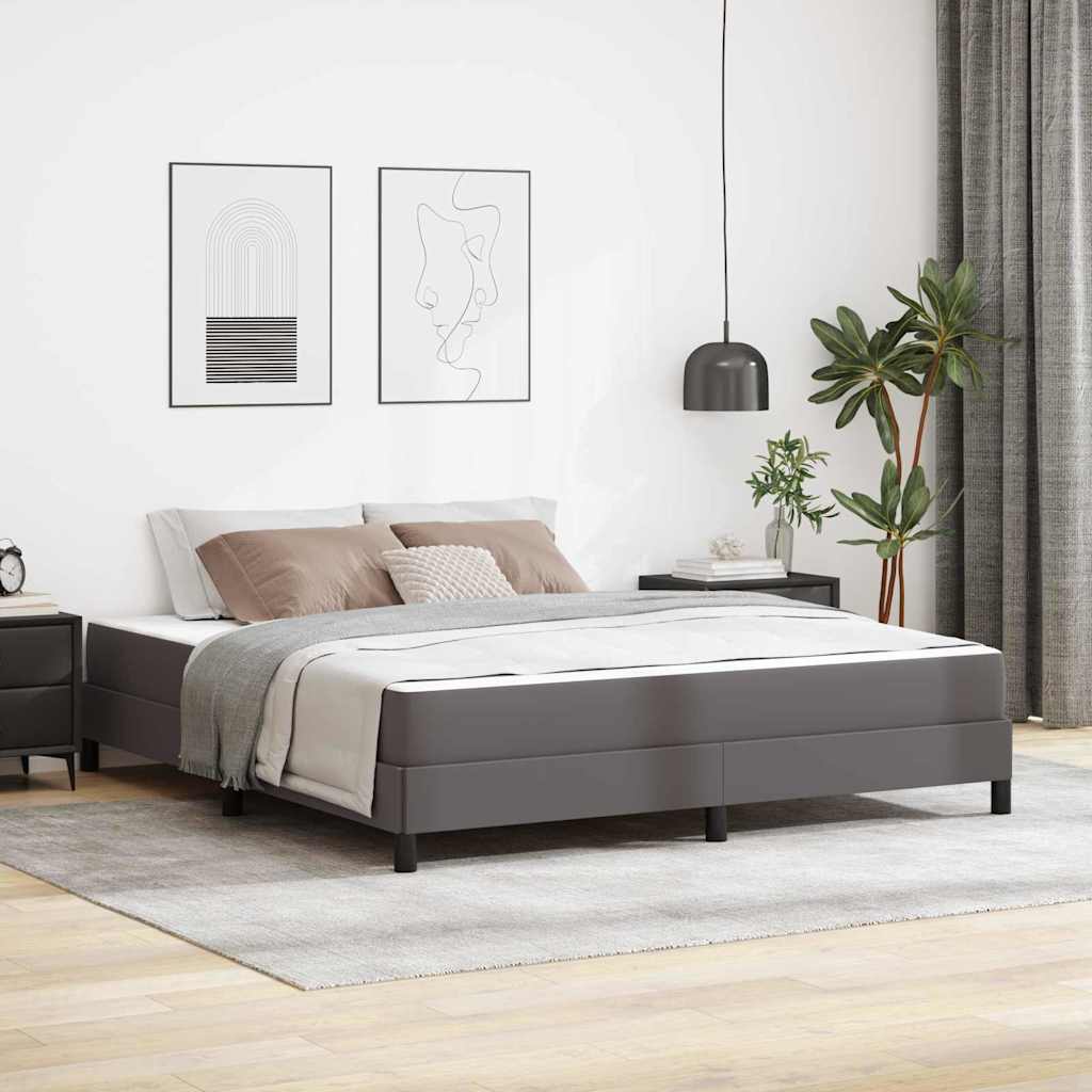 vidaXL Pat cu saltea Gri 180 x 200 cm Piele artificială vidaXL Pat cu saltea Gri 180 x 200 cm Piele artificială