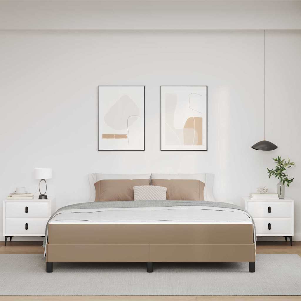 vidaXL Pat cu saltea Cappuccino 180 x 200 cm Piele artificială vidaXL Pat cu saltea Cappuccino 180 x 200 cm Piele artificială