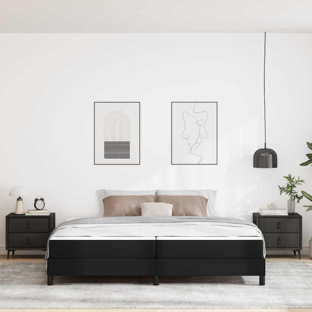 vidaXL Pat cu saltea Negru 200 x 200 cm Piele artificială