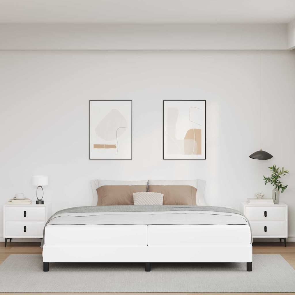 vidaXL Pat cu saltea Alb pur 200 x 200 cm Piele artificială