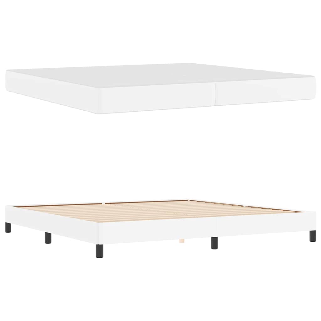 vidaXL Pat cu saltea Alb pur 200 x 200 cm Piele artificială
