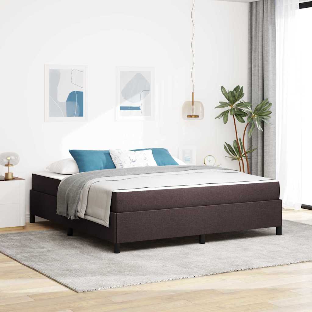 vidaXL Pat cu arcuri Maro 180 x 200 cm Țesătură și Lemn prelucrat vidaXL Pat cu arcuri Maro 180 x 200 cm Țesătură și Lemn prelucrat