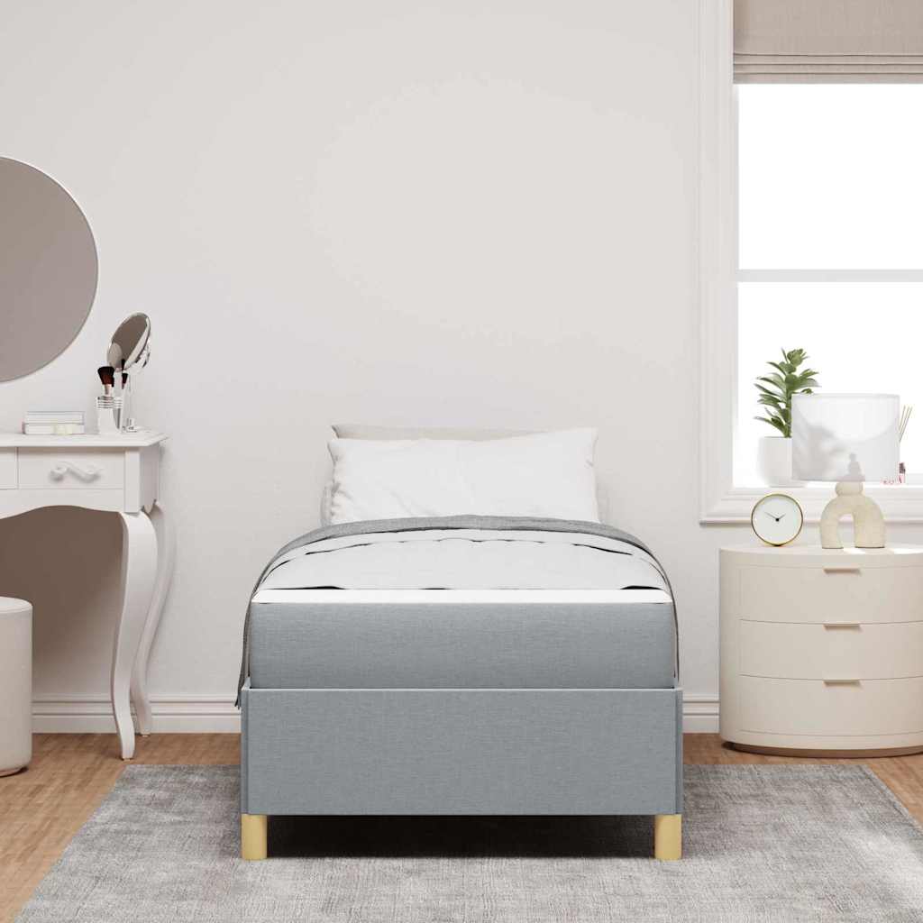 vidaXL Pat cu arcuri Gri deschis și Maro și Alb 80 x 200 cm țesătură vidaXL Pat cu arcuri Gri deschis și Maro și Alb 80 x 200 cm țesătură