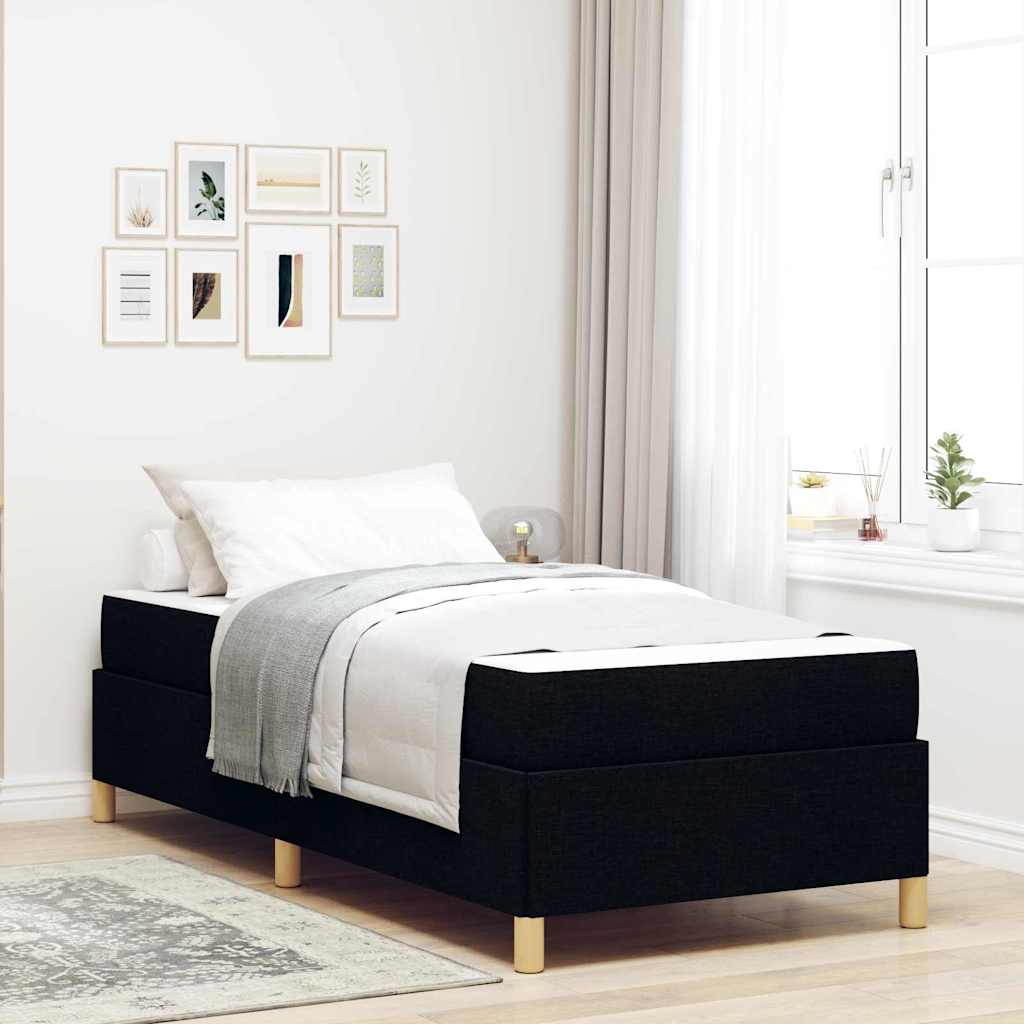 vidaXL Pat cu arcuri Negru și Maro și Alb 80 x 200 cm țesătură vidaXL Pat cu arcuri Negru și Maro și Alb 80 x 200 cm țesătură