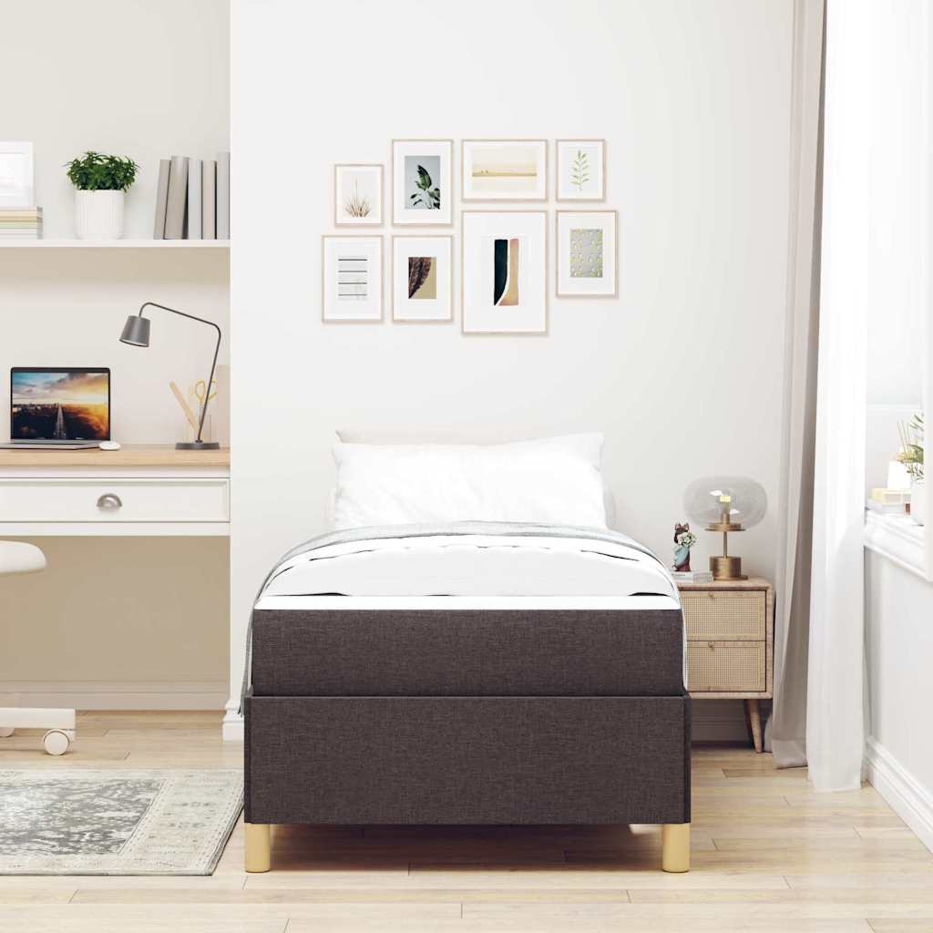 vidaXL Pat cu arcuri Maro și Alb și Maro închis 80 x 200 cm țesătură vidaXL Pat cu arcuri Maro și Alb și Maro închis 80 x 200 cm țesătură