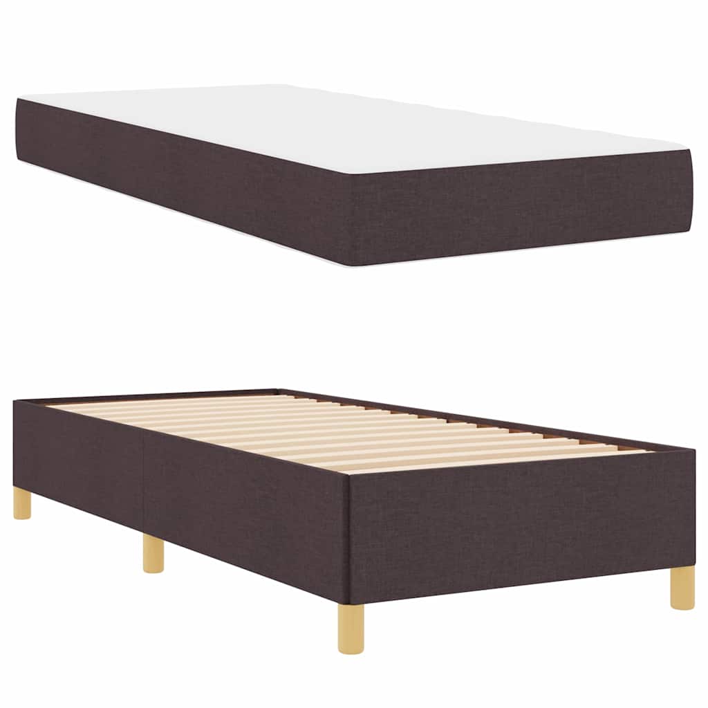 vidaXL Pat cu arcuri Maro și Alb și Maro închis 80 x 200 cm țesătură vidaXL Pat cu arcuri Maro și Alb și Maro închis 80 x 200 cm țesătură