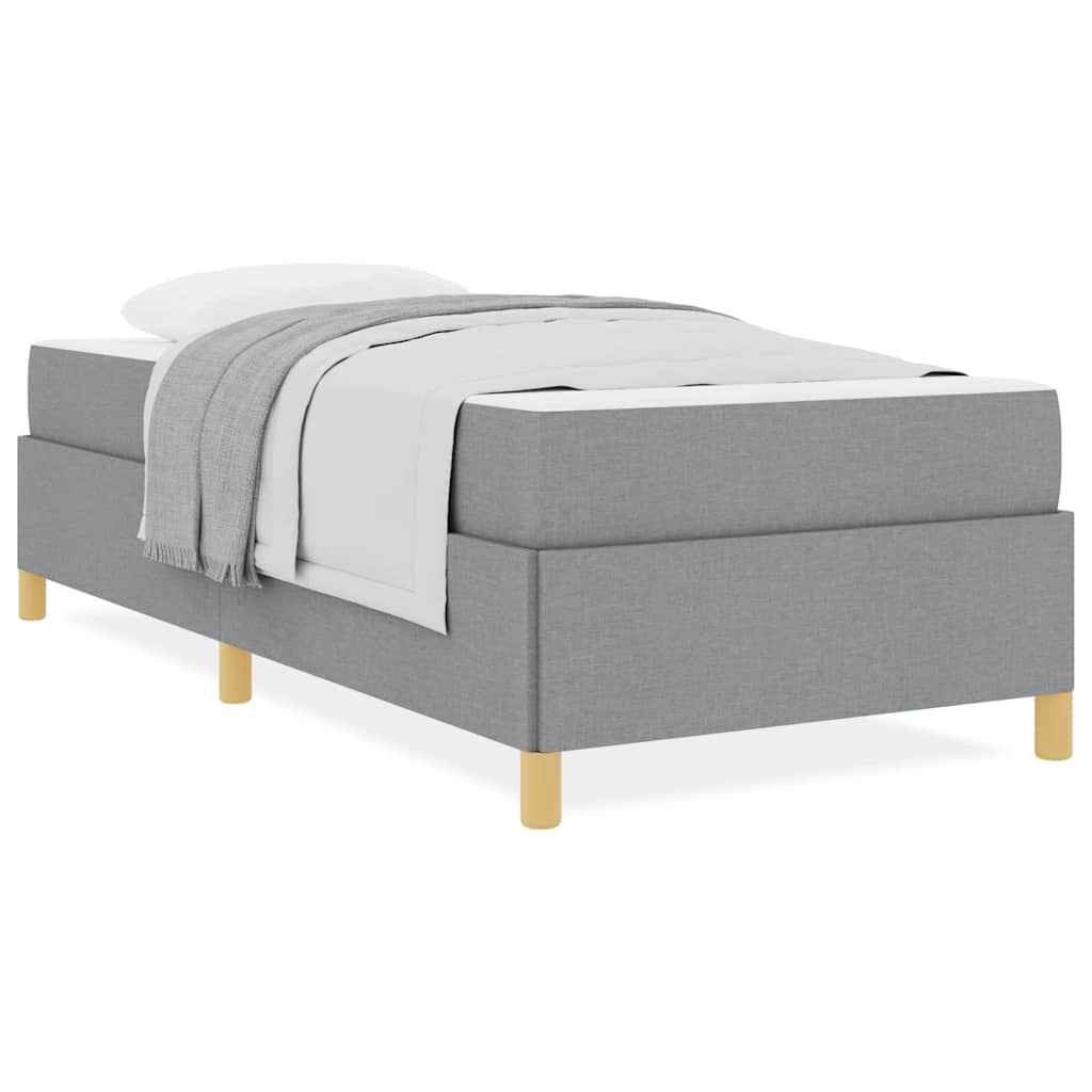 vidaXL Pat cu arcuri Gri deschis și alb 100 x 200 cm țesătură vidaXL Pat cu arcuri Gri deschis și alb 100 x 200 cm țesătură