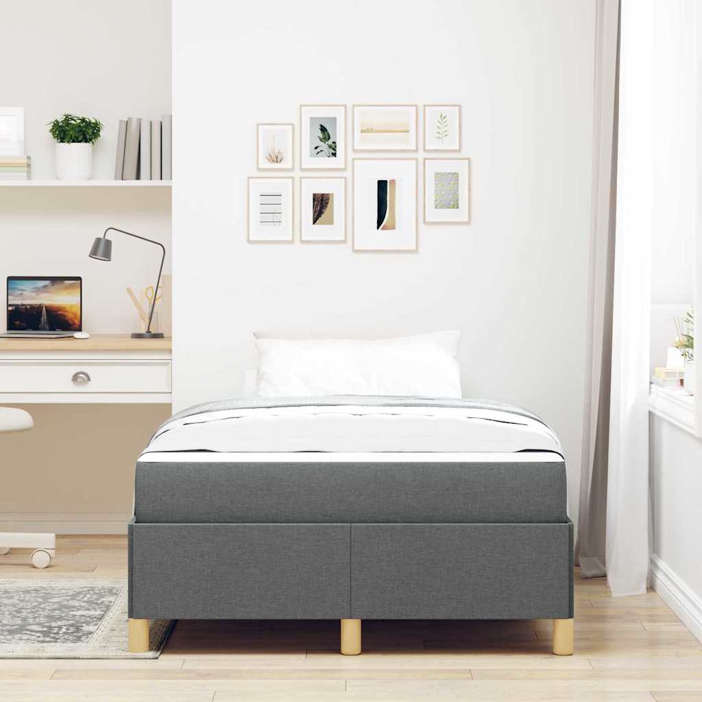 vidaXL Pat cu arcuri cu saltea Gri închis 120 x 190 cm țesătură vidaXL Pat cu arcuri cu saltea Gri închis 120 x 190 cm țesătură