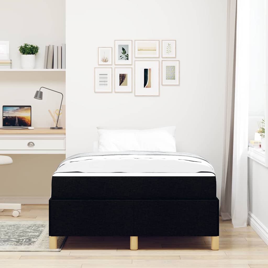 vidaXL Pat cu arcuri Negru și Alb și Negru 120 x 190 cm țesătură vidaXL Pat cu arcuri Negru și Alb și Negru 120 x 190 cm țesătură