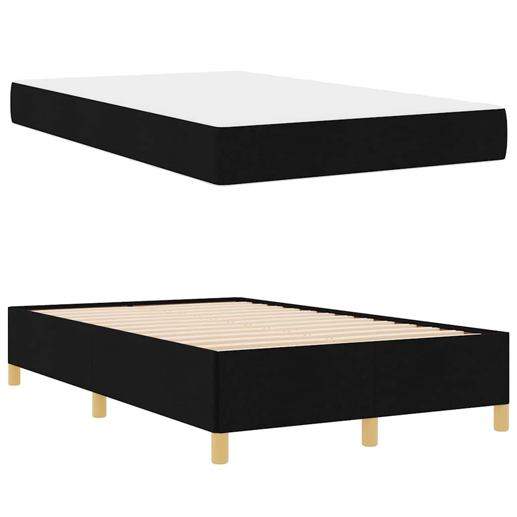 vidaXL Pat cu arcuri Negru și Alb și Negru 120 x 190 cm țesătură vidaXL Pat cu arcuri Negru și Alb și Negru 120 x 190 cm țesătură