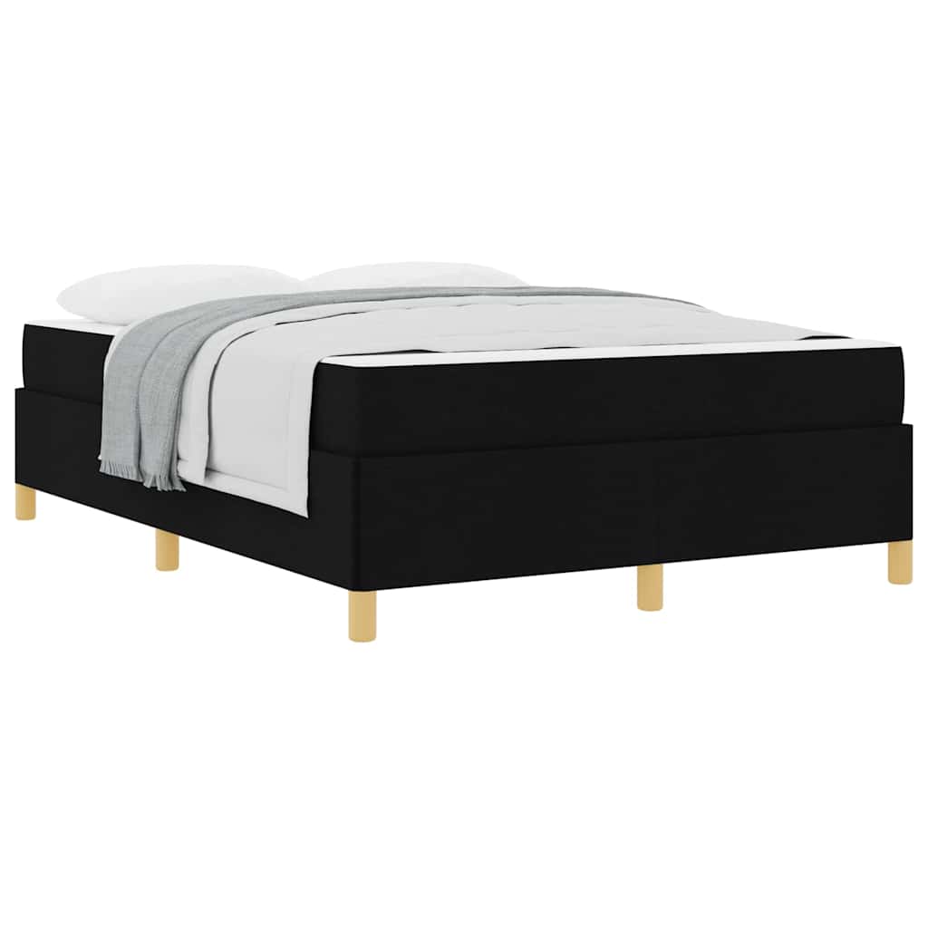 vidaXL Pat cu arcuri Negru și Alb și Negru 140 x 200 cm țesătură vidaXL Pat cu arcuri Negru și Alb și Negru 140 x 200 cm țesătură