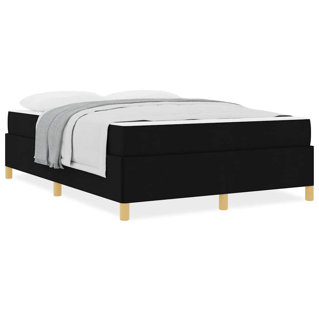 vidaXL Pat cu arcuri Negru și Alb și Negru 140 x 200 cm țesătură vidaXL Pat cu arcuri Negru și Alb și Negru 140 x 200 cm țesătură