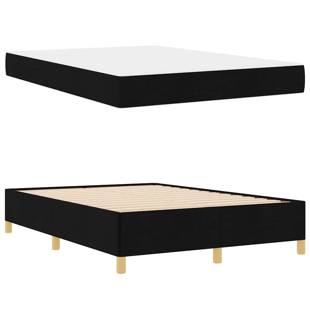 vidaXL Pat cu arcuri Negru și Alb și Negru 140 x 200 cm țesătură vidaXL Pat cu arcuri Negru și Alb și Negru 140 x 200 cm țesătură