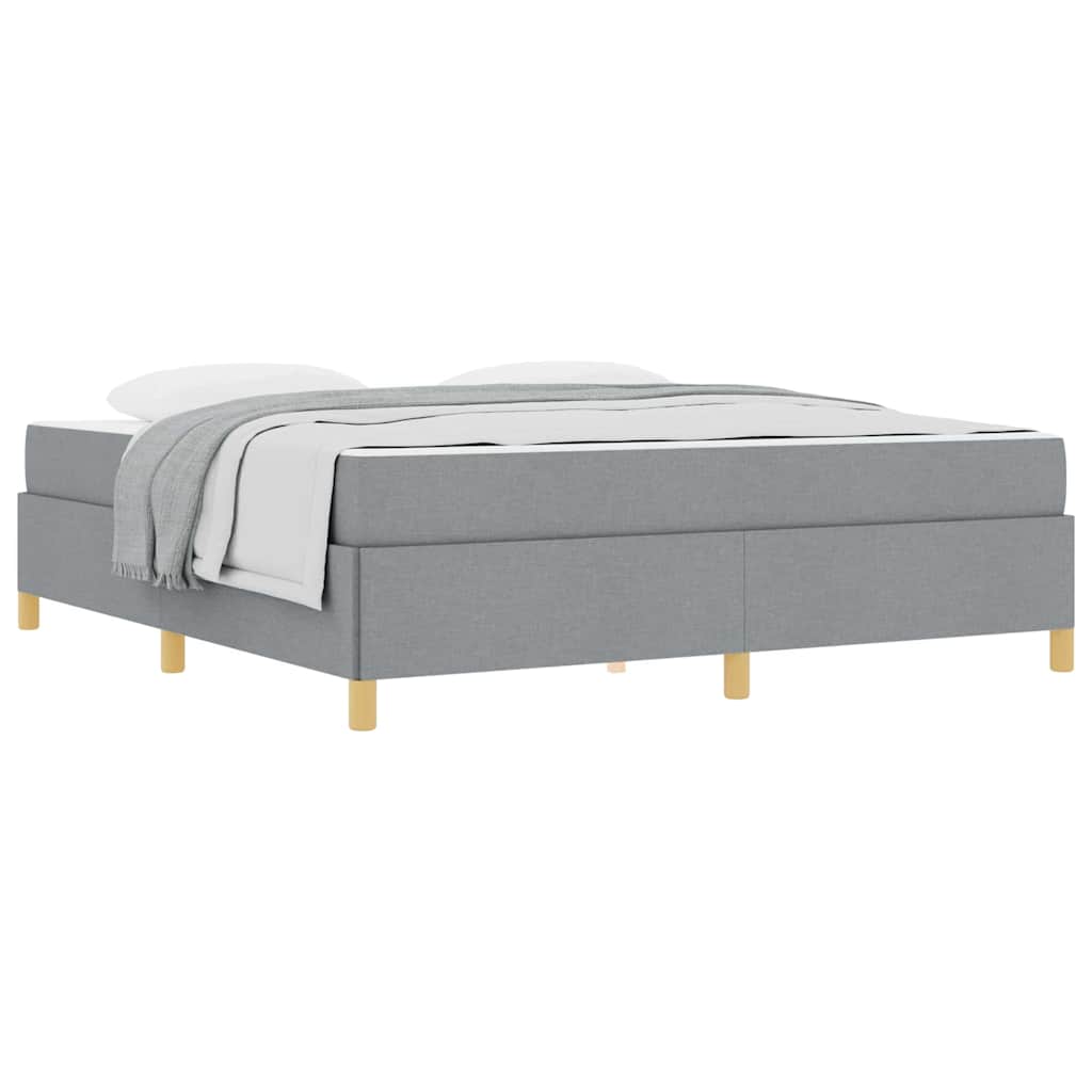 vidaXL Pat cu arcuri Gri deschis și alb 180 x 200 cm țesătură vidaXL Pat cu arcuri Gri deschis și alb 180 x 200 cm țesătură