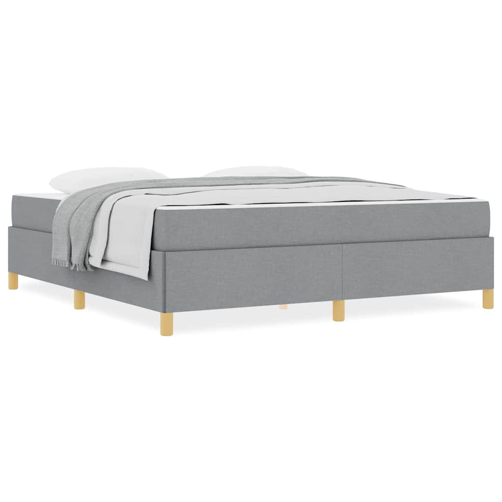 vidaXL Pat cu arcuri Gri deschis și alb 180 x 200 cm țesătură vidaXL Pat cu arcuri Gri deschis și alb 180 x 200 cm țesătură