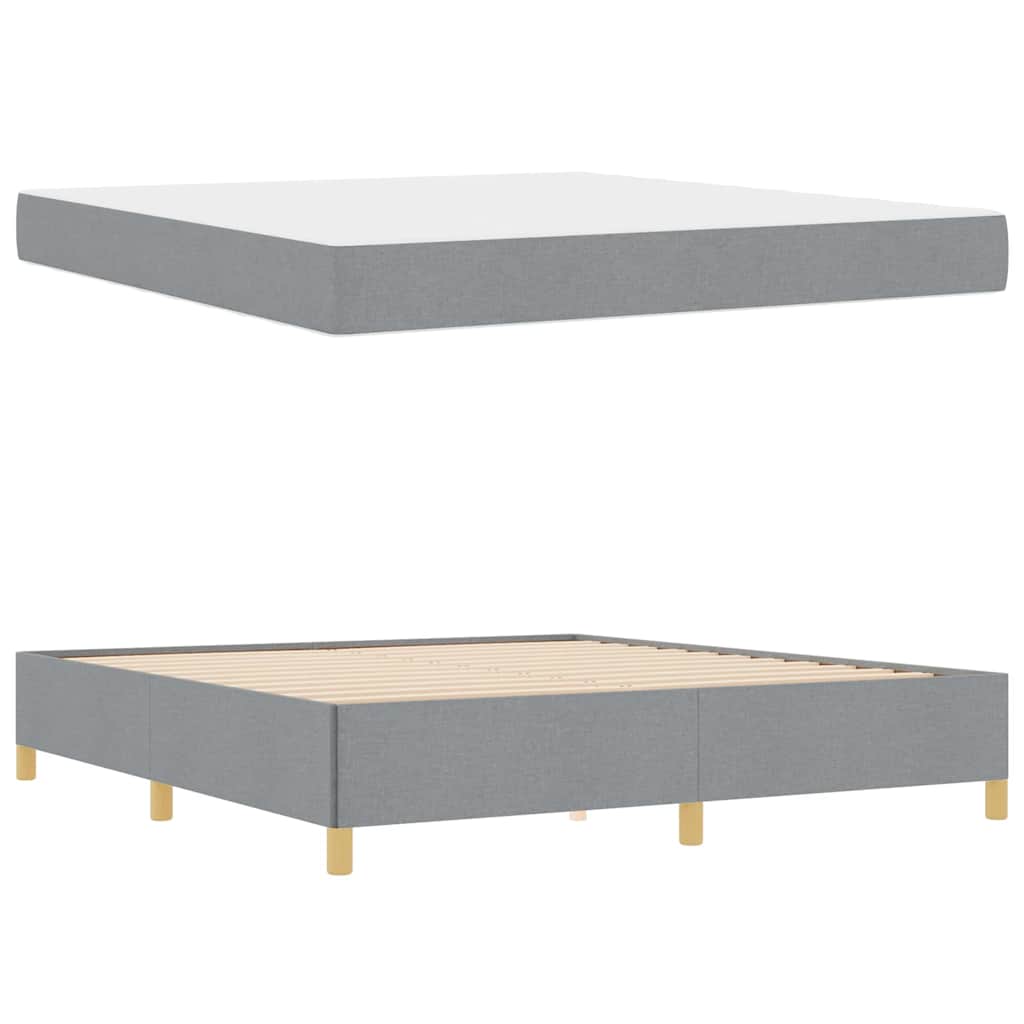 vidaXL Pat cu arcuri Gri deschis și alb 180 x 200 cm țesătură vidaXL Pat cu arcuri Gri deschis și alb 180 x 200 cm țesătură