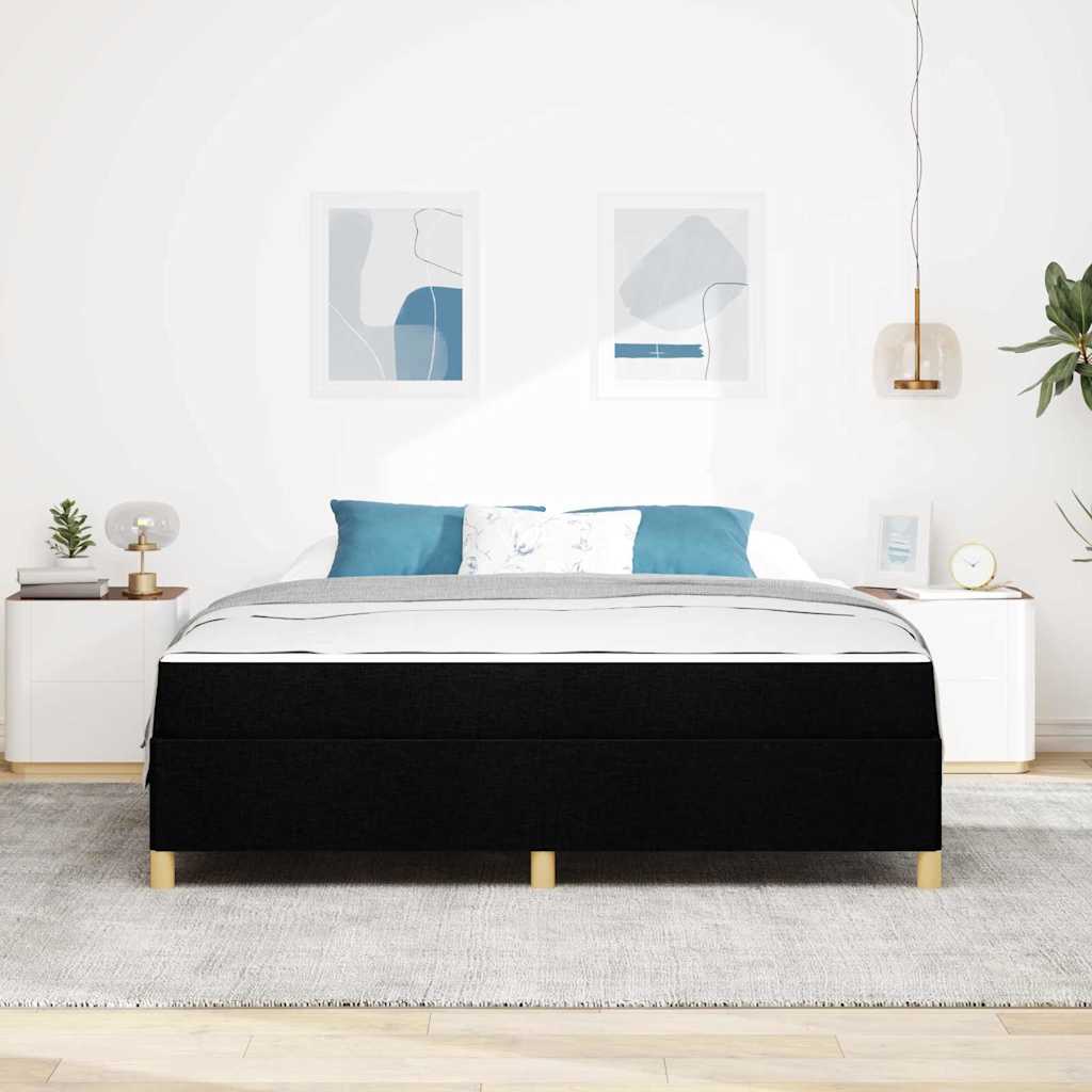 vidaXL Pat cu arcuri Negru și Alb și Negru 180 x 200 cm țesătură vidaXL Pat cu arcuri Negru și Alb și Negru 180 x 200 cm țesătură
