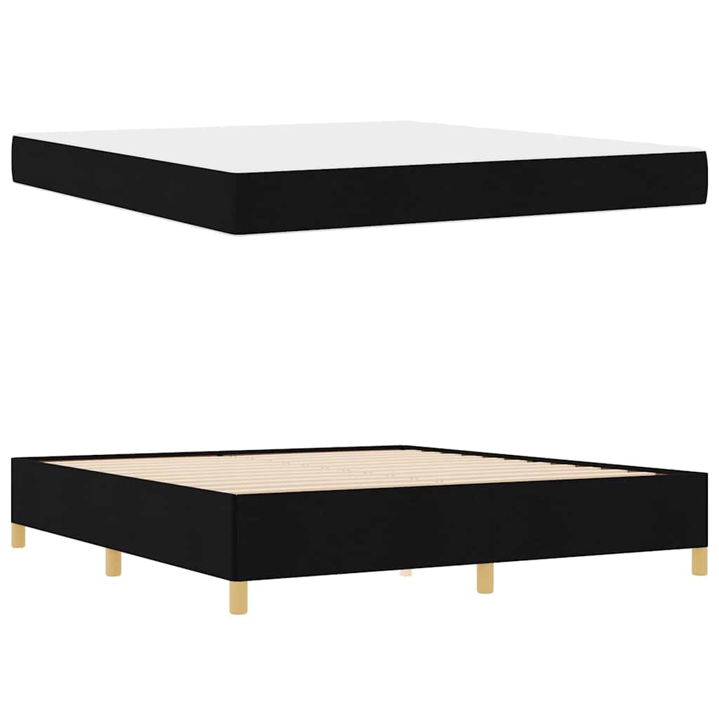 vidaXL Pat cu arcuri Negru și Alb și Negru 180 x 200 cm țesătură vidaXL Pat cu arcuri Negru și Alb și Negru 180 x 200 cm țesătură