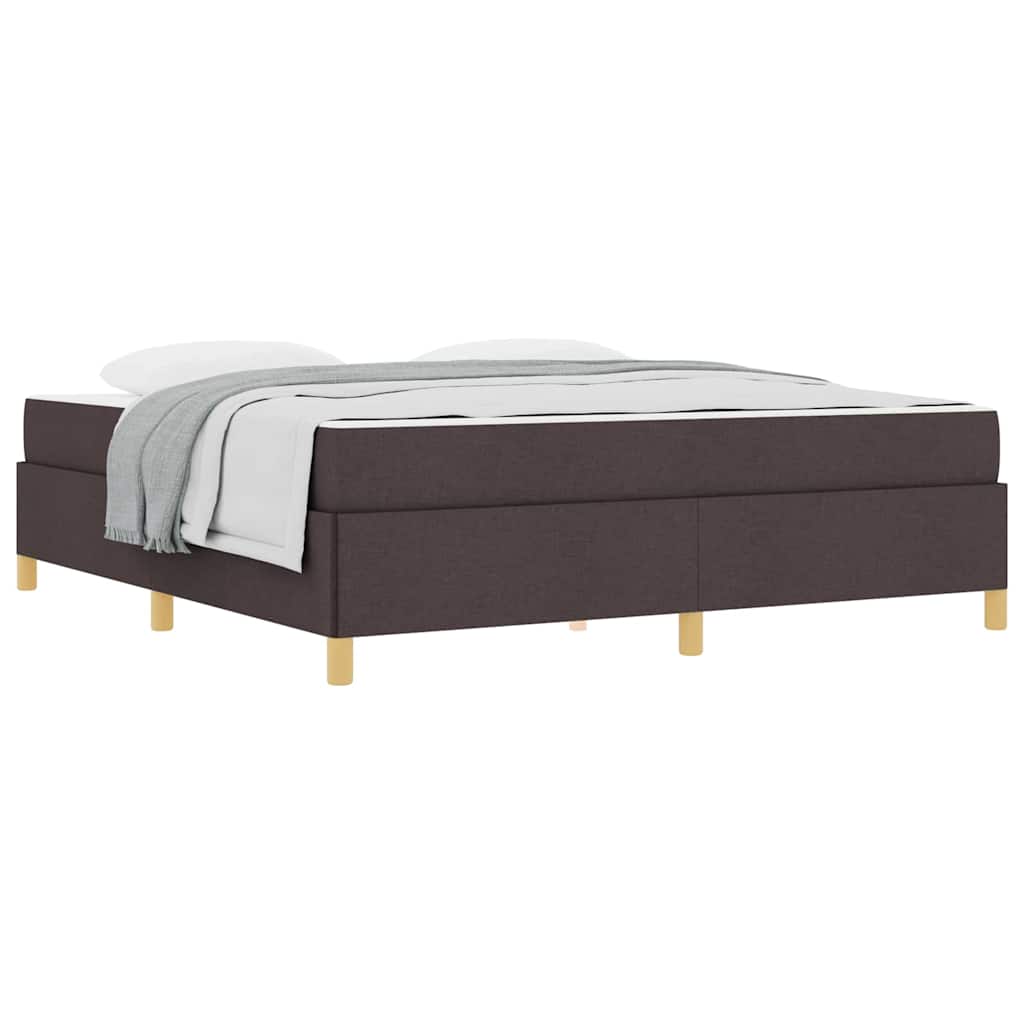 vidaXL Pat cu arcuri Maro închis și Alb 180 x 200 cm țesătură vidaXL Pat cu arcuri Maro închis și Alb 180 x 200 cm țesătură