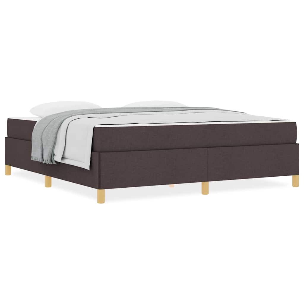 vidaXL Pat cu arcuri Maro închis și Alb 180 x 200 cm țesătură vidaXL Pat cu arcuri Maro închis și Alb 180 x 200 cm țesătură