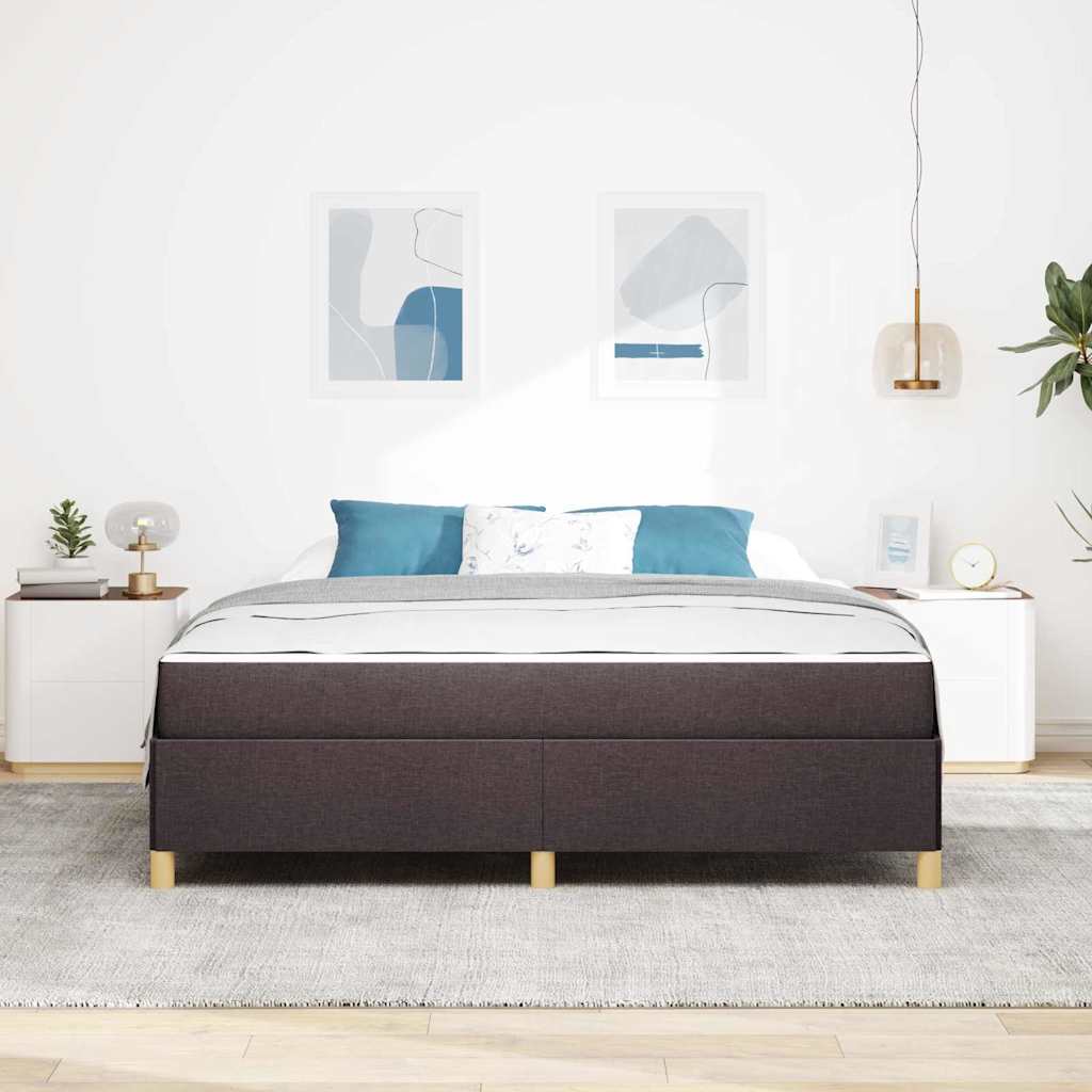 vidaXL Pat cu arcuri Maro închis și Alb 180 x 200 cm țesătură vidaXL Pat cu arcuri Maro închis și Alb 180 x 200 cm țesătură