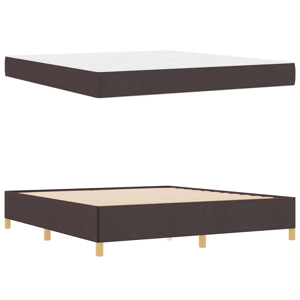 vidaXL Pat cu arcuri Maro închis și Alb 180 x 200 cm țesătură vidaXL Pat cu arcuri Maro închis și Alb 180 x 200 cm țesătură