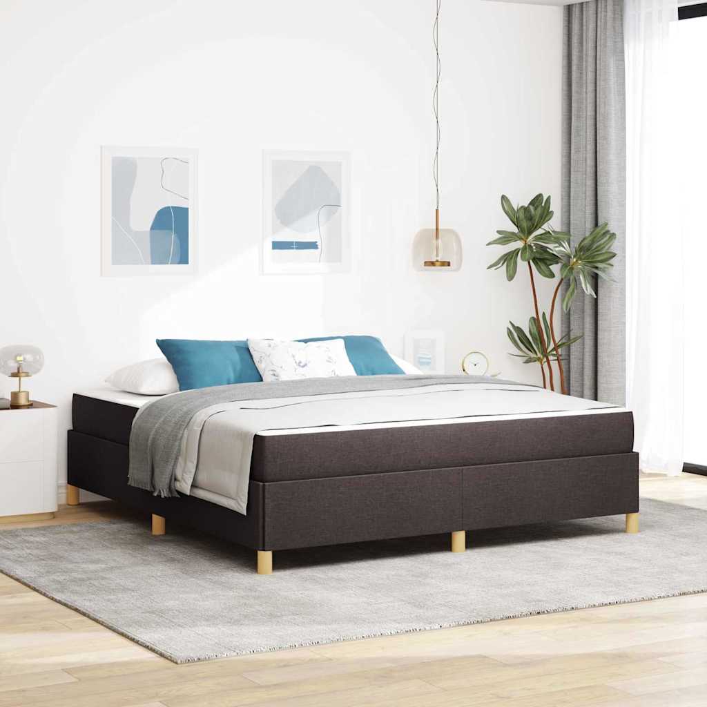 vidaXL Pat cu arcuri Maro închis și Alb 180 x 200 cm țesătură vidaXL Pat cu arcuri Maro închis și Alb 180 x 200 cm țesătură