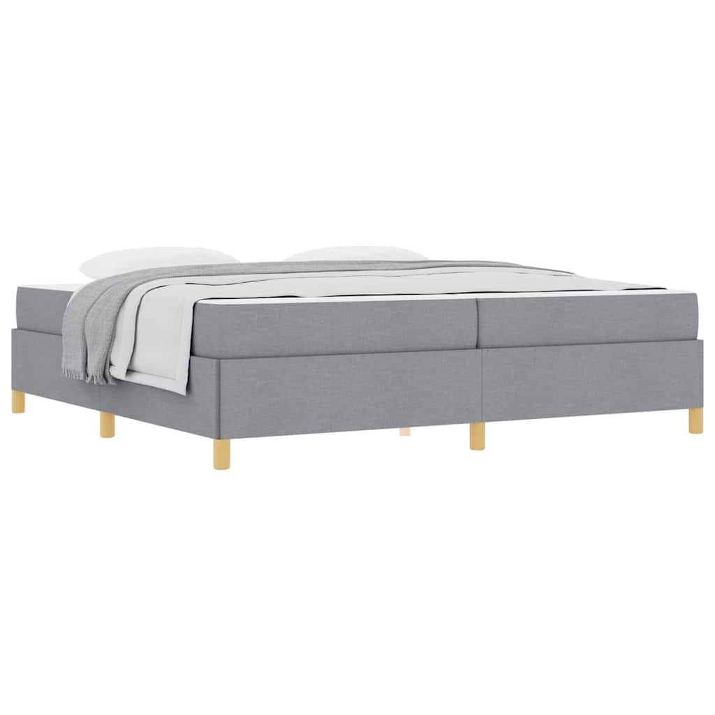 vidaXL Pat cu arcuri Gri deschis și alb 200 x 200 cm țesătură vidaXL Pat cu arcuri Gri deschis și alb 200 x 200 cm țesătură