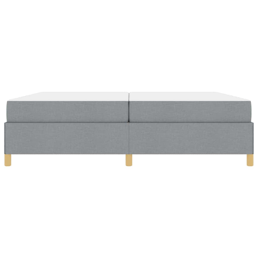 vidaXL Pat cu arcuri Gri deschis și alb 200 x 200 cm țesătură vidaXL Pat cu arcuri Gri deschis și alb 200 x 200 cm țesătură