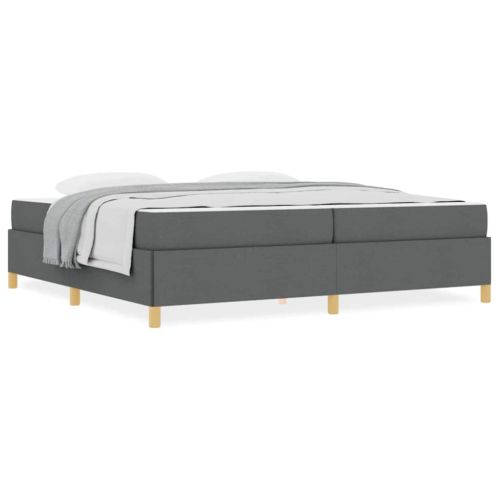 vidaXL Pat cu arcuri cu saltea Gri închis 200 x 200 cm țesătură vidaXL Pat cu arcuri cu saltea Gri închis 200 x 200 cm țesătură