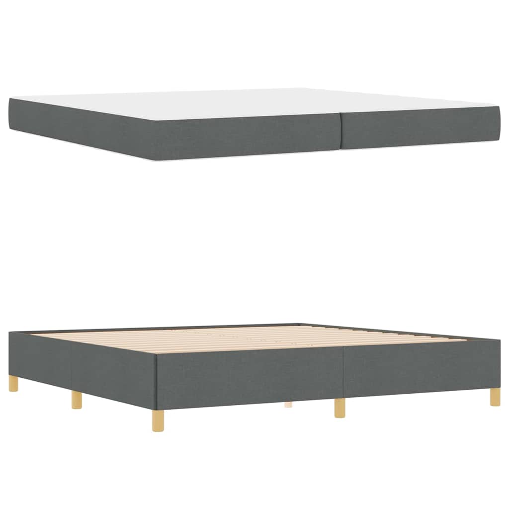vidaXL Pat cu arcuri cu saltea Gri închis 200 x 200 cm țesătură vidaXL Pat cu arcuri cu saltea Gri închis 200 x 200 cm țesătură