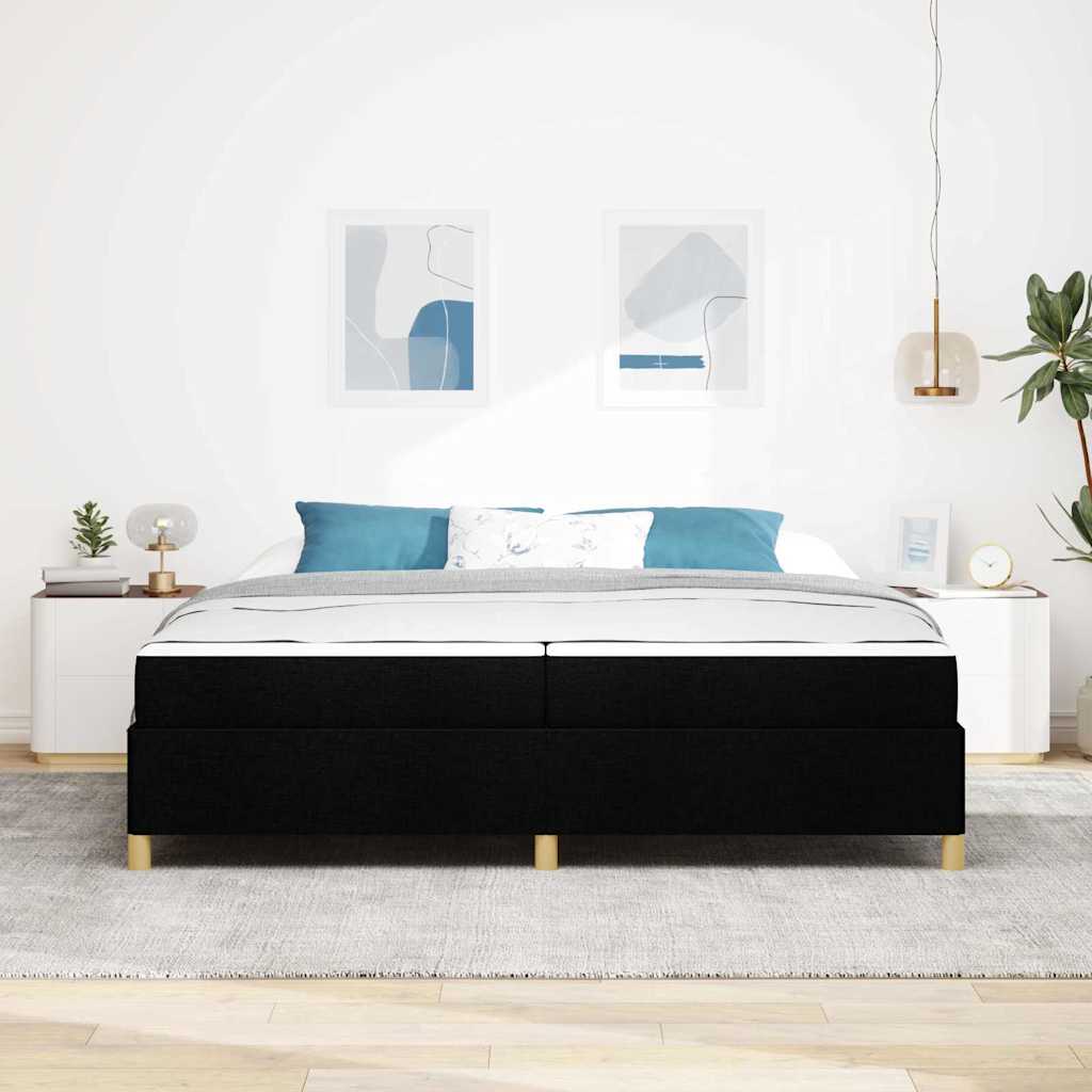 vidaXL Pat cu arcuri Negru și Alb și Negru 200 x 200 cm țesătură vidaXL Pat cu arcuri Negru și Alb și Negru 200 x 200 cm țesătură