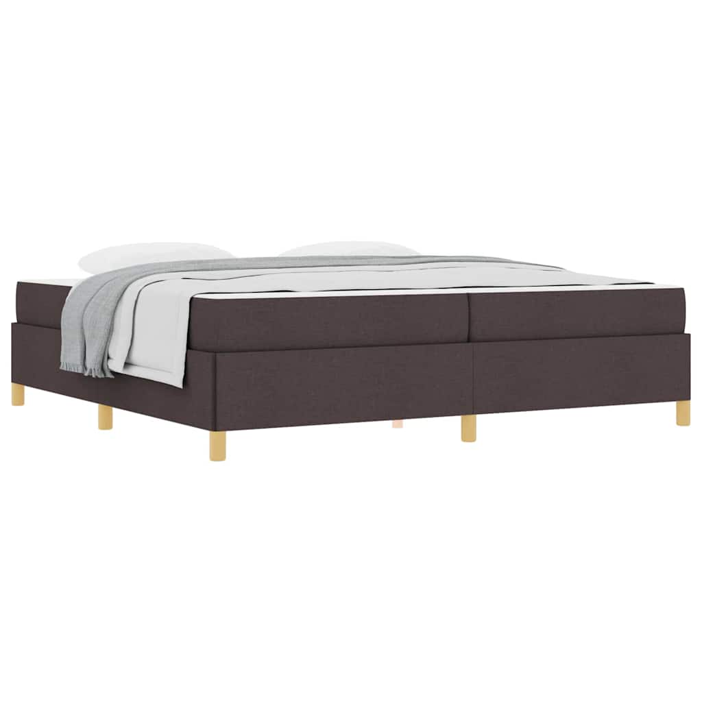 vidaXL Pat cu arcuri Maro închis și Alb 200 x 200 cm țesătură vidaXL Pat cu arcuri Maro închis și Alb 200 x 200 cm țesătură