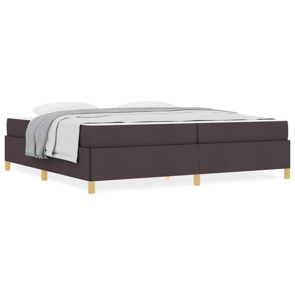 vidaXL Pat cu arcuri Maro închis și Alb 200 x 200 cm țesătură vidaXL Pat cu arcuri Maro închis și Alb 200 x 200 cm țesătură