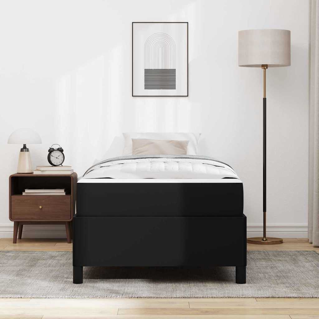 vidaXL Cadru de pat cu saltea Negru 90 x 190 cm Piele artificială