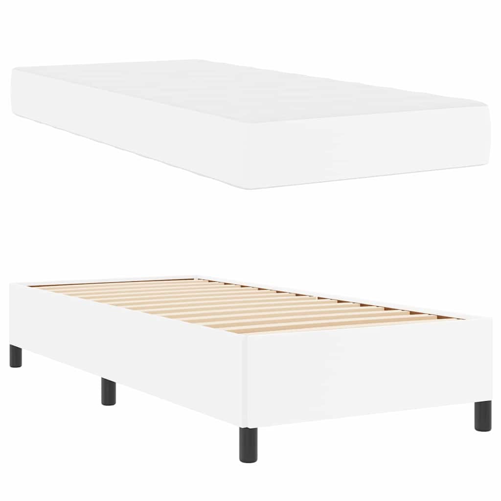 vidaXL Cadru de pat cu saltea Alb 90 x 190 cm Piele artificială