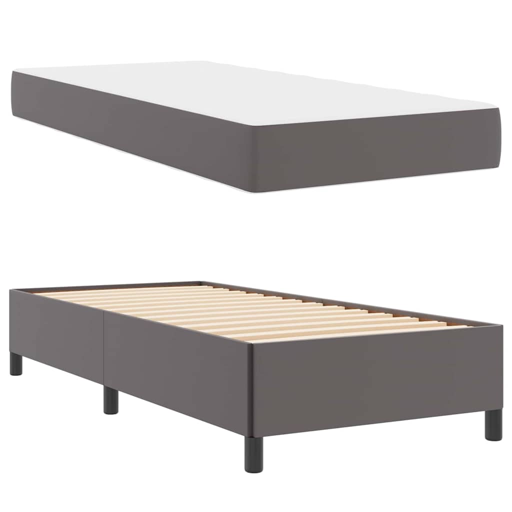 vidaXL Cadru de pat cu saltea Gri 90 x 190 cm Piele artificială