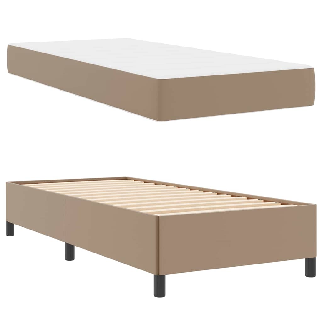vidaXL Cadru de pat cu saltea Cappuccino 90 x 190 cm Piele artificială