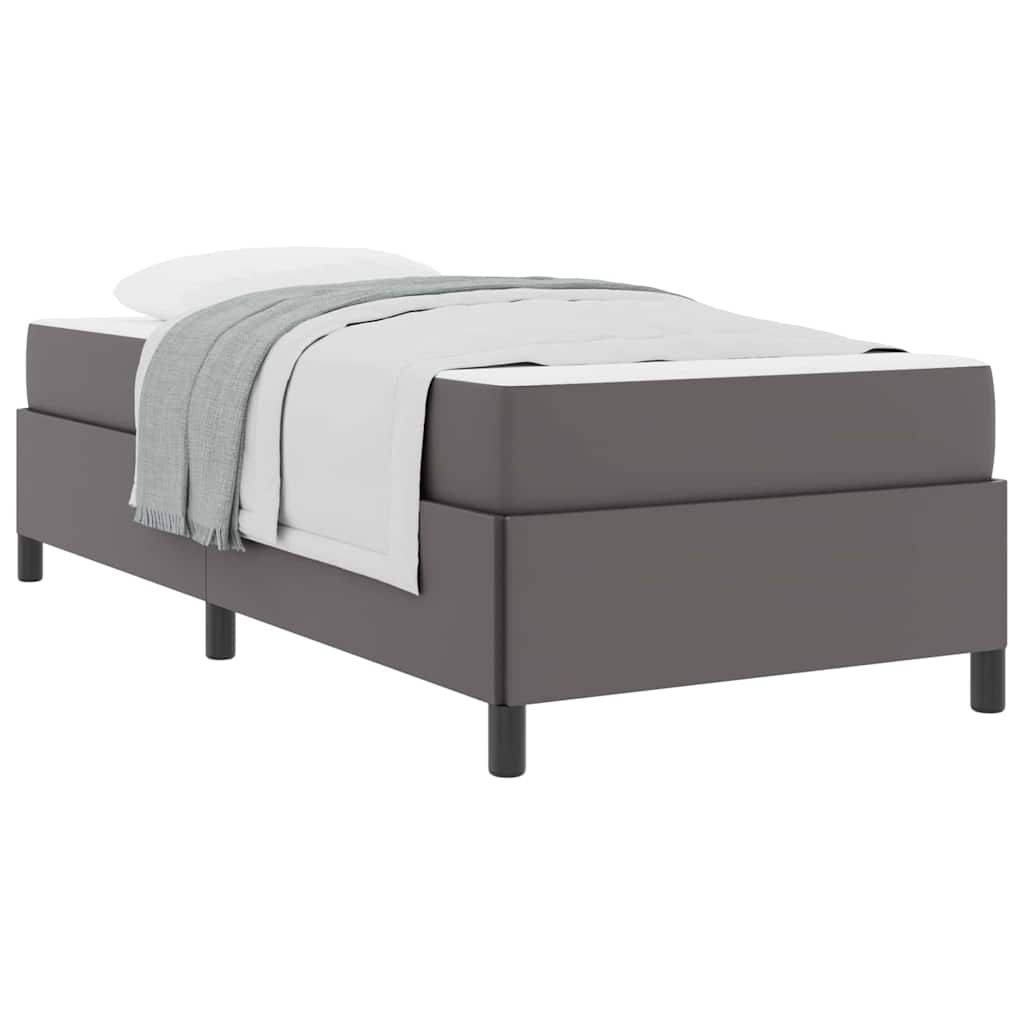 vidaXL Cadru de pat cu saltea Gri 90 x 200 cm Piele artificială