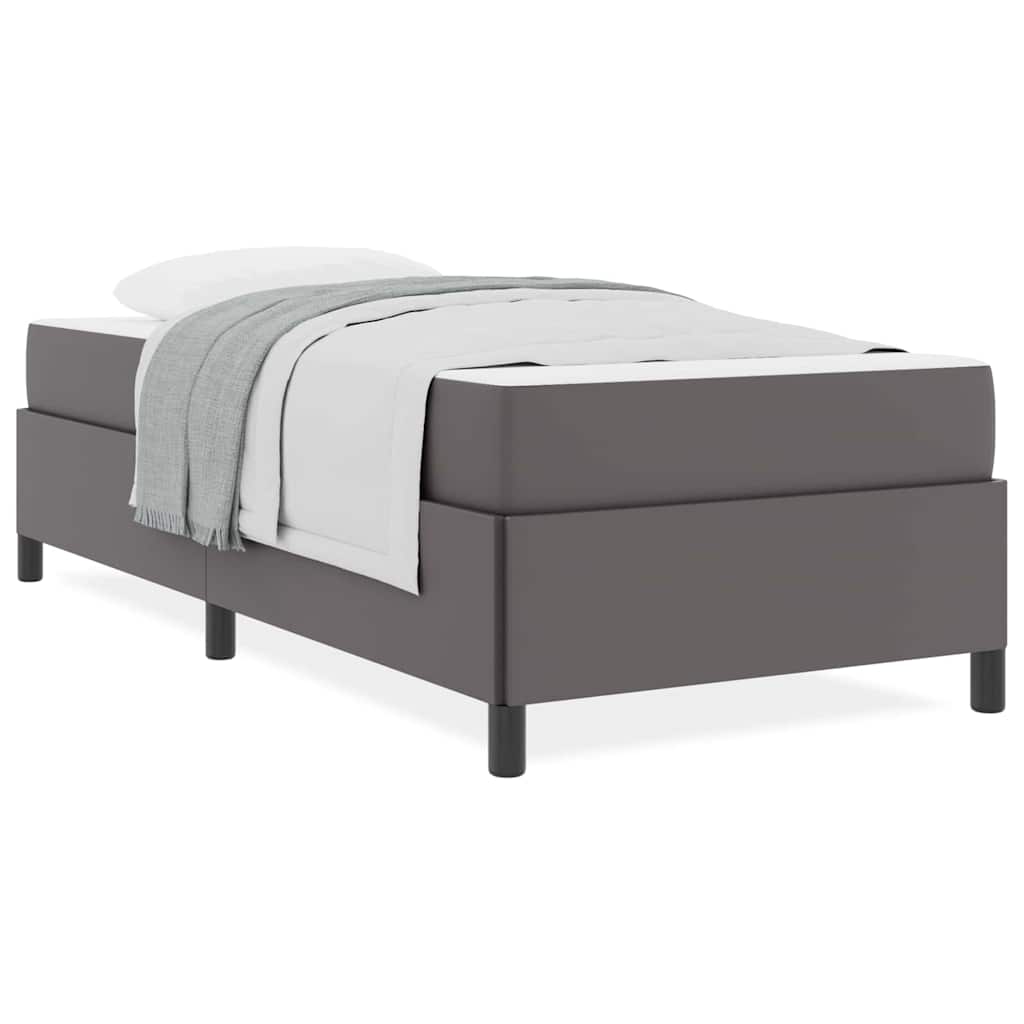 vidaXL Cadru de pat cu saltea Gri 90 x 200 cm Piele artificială