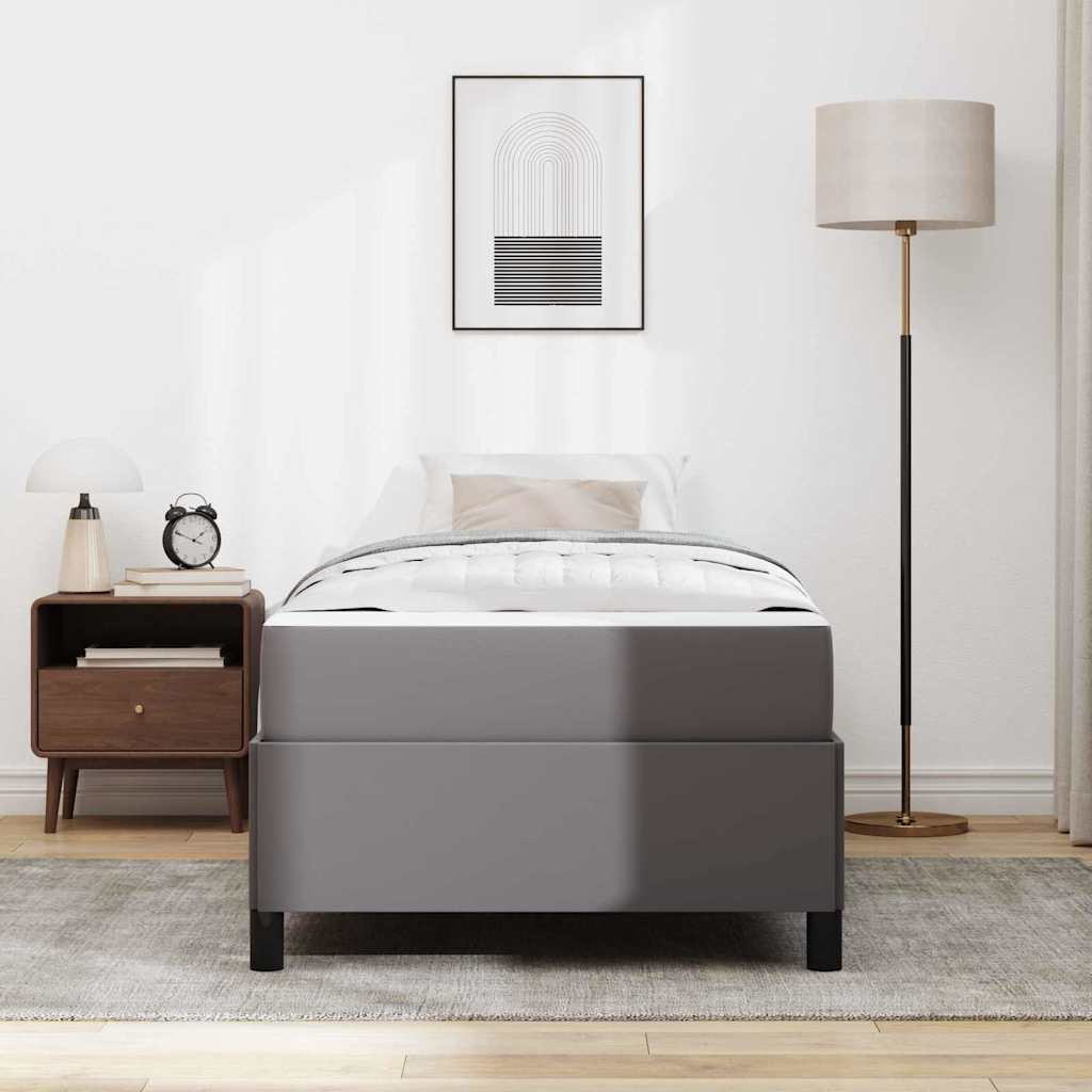 vidaXL Cadru de pat cu saltea Gri 90 x 200 cm Piele artificială