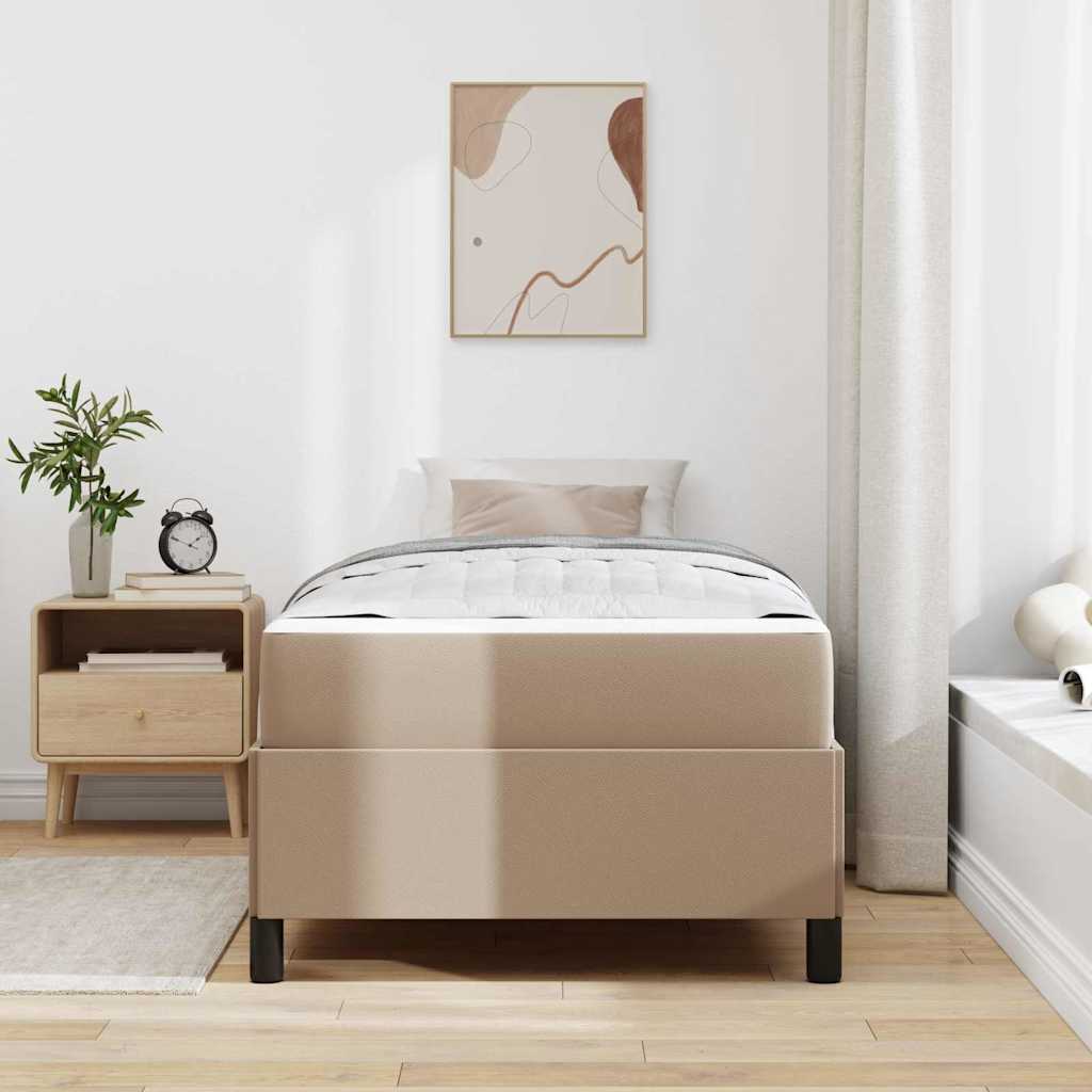 vidaXL Cadru de pat cu saltea Cappuccino 90 x 200 cm Piele artificială